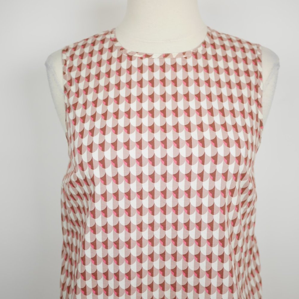 J.CREW Brown pink geometric sleeveless blouse - Picture 2 of 9